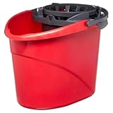CNEIESD Quick Wring Hands-Free Mop Bucket – 2.5 Gallon with Built-in Wringer, Red