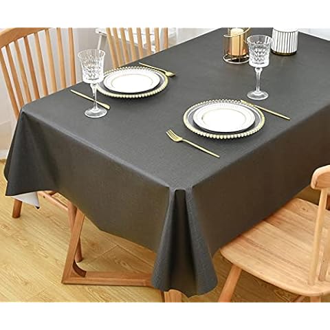 Yofori Table Cloth Wipe Clean Black Wipeable Tablecloth PVC Waterproof Table Cover Plastic Table Protecter for Kitchen Outdoor (137x220cm, Black) Cover