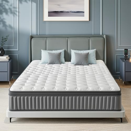 LIKIMIO 12 Inch Twin Size Mattress in a Box, Gel Memory Foam Zoned Hybrid with Cool Ice Silk Cover, Reinforced Edge Individually Pocket Springs, Zero Motion, Medium Firm, SG Made, CertiPUR-US