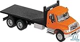 INTERNATIONAL(R) 7600 3-AXLE FLATBED TRUCK - ASSEMBLED -- ORANGE CAB, BLACK FLATBED