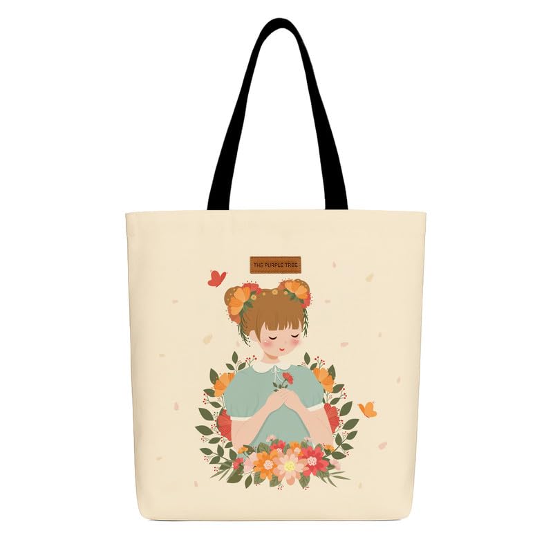 Image of The Purple Tree Eco-Friendly Canvas Tote Bag, Sustainable, Reusable Shopping, Beach, Travel or Everyday Tote, Wide Tote Bag