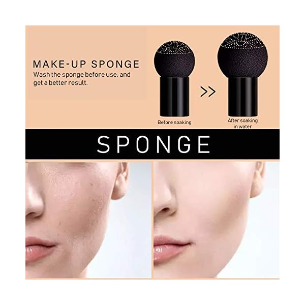 Air Cushion CC Cream BB Cream, Mushroom Head Foundation, Moisturizing Concealer, Bright Makeup Base Long Lasting with Mushroom Makeup Sponge (Tradition)