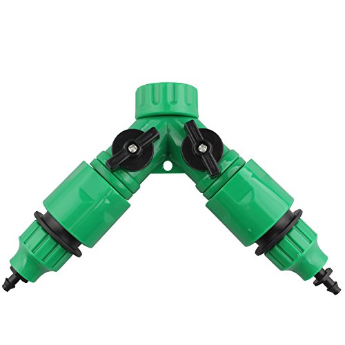 Tipo Y con válvula de dos vías y conector de liberación rápida macho de 2 vías 3/4 pulgadas para manguera de jardín con 2 de 4 mm/7 mm y 8 mm/11 mm manguera conector rápido micro accesorios de riego