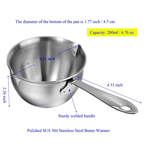 Bohk 6.76 Oz Mini Butter Warmer Stainless Steel Small Melting Pot For Stove Top #TOP2