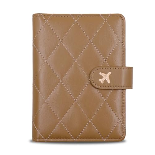 Image of Melsbrinna Rfid Passport Holder for Travel women /Men, Cute Passport Wallet Rfid Blocking Card Slots, Rfid Passport Cover /CaseTravel Wallet, Passport Book Holder (1, LG KHAKI)