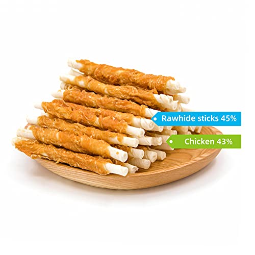 Jungle Calling Dog Treats, Chicken Wrapped Rawhide Sticks For Dogs, Grain-Free Natural Small Dogs Training Treats, Pet Chew Snacks,10.6Oz #TOP2
