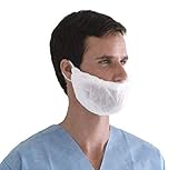Medline Spunbond Beard Covers with Elastic, Lightweight Polypropylene, One Size Fits Most, White, Case of 1,000 Each
