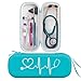 BOVKE Travel Carrying Case Compatible 3M Littmann Classic III Stethoscope - Extra Room for Taylor Percussion Reflex Hammer and Reusable LED Penlight,Emerald