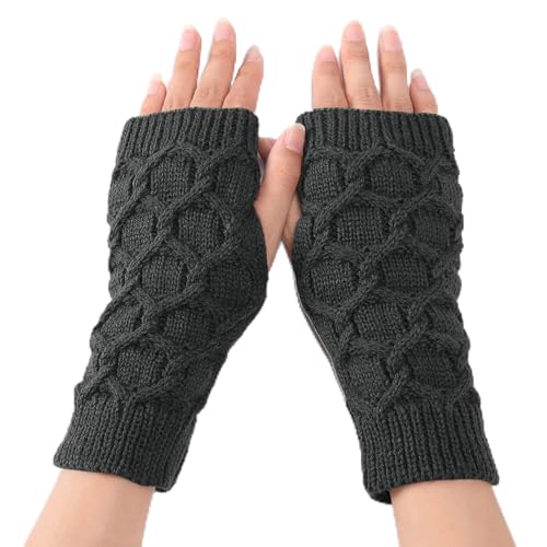 Dsgzkk Knitted Hand Gloves Stretchy Wrist Length Fingerless Arm Warmer Half Finger Mittens Unisex Short Winter Warm Gloves