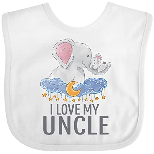 inktastic I Love My Uncle Cute Elephants in Night Sky Baby Bib