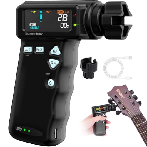 Accordatore intelligente per chitarra, accordatore elettrico automatico professionale con monitor LCD a colori, batteria al litio integrata da 2600 mAh, con display LCD a colori, accordatore