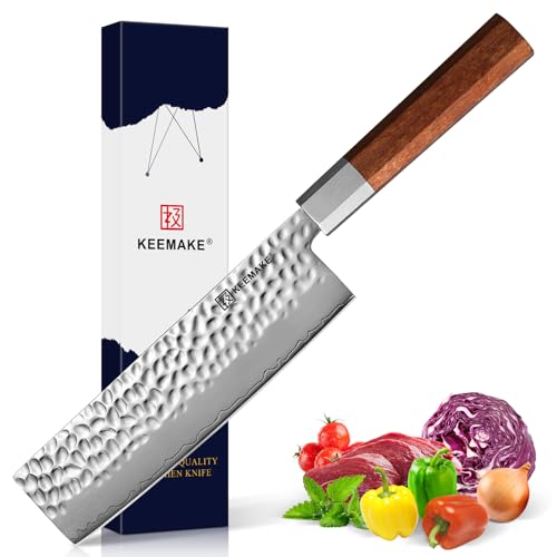 KEEMAKE Nakiri Knife 7 inch Japanese Vegetable Knife 3 Layer 9CR18MOV Superior Stainless Steel Sharp...