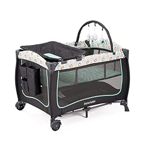 Pamo Babe Portable Travel Crib for Toddlers, Baby Playpen with Bassinet and Changing Table(Green)