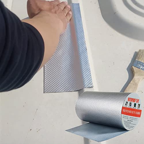 TINYMATCH 防水 テープ 屋外耐熱耐低温 高粘着性 コンクリート壁補修 金属 鋼屋根天井防水テープ 雨漏り補修 防水用 防災テープ 修理の亀裂 トラックひび割れ補修 ガレージ防水 水道管補修テープ パイプ ホース水漏れ防止テープ アルミ防水ブチルテープ ビニール プール セメント ガラス プラス チック 窓 鉄 船 多用途強力テープ 防水補修 幅20cm×長さ5m