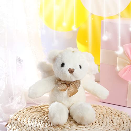 Hydren Angel Bear Plush Stuffed Animal With Wings White Bear Dolls For Boys Girls Birthday Gift (Ribbon Bow, 10 Inch) #TOP1