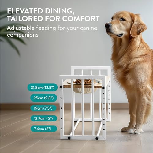 Navaris Hundenapf erhöht - Höhenverstellbarer Hundenapf Grosse Hunde - Aus Edelstahl 304 - Spülmaschinengeeignet - Einfache Montage - 1180ml pro Napf - Inklusive Klebepunkte
