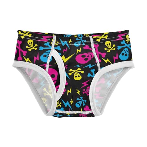 visesunny Boys Cotton Underwear Colorful Skull Printed Toddler Soft Training Briefs Size 2T-8Y for Kids