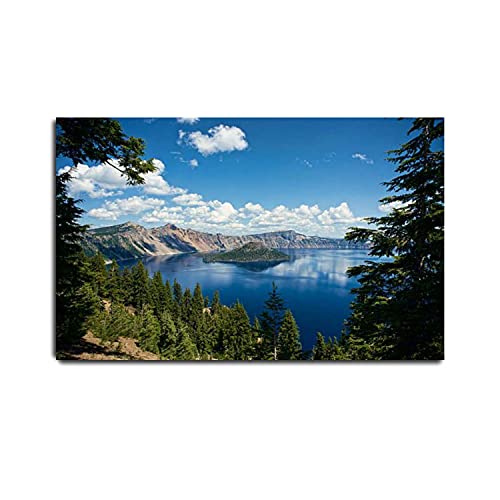 VIUBGCPS Canvas Print Pictures Wall Art Painting Crater Lake National Park Oregon Framed & Stretched Posters Ready to Hang Home Decor Artworks - 20x32inch