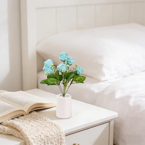 Image of Artificial Blue Rose Flower Lamp, LED Table Night Light Decor for Bedroom Bar Coffee Shop, Anniversary Mothers Day Christmas Birthday Gifts for Women Mom Girlfriend Wife Aunt Friend Granddaughter