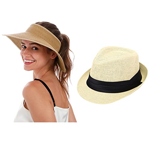 Beach Hats For Women Foldable Womens Visor Sun Hat Womens Wide Brim Hats For Women Fashionable Hats With Ponytail Hole On Top Uv Protection Fishing Hat And Fedora Hat For Men #TOP25