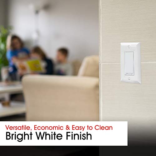 Power Gear Single Rocker Wall Plate Cover, 1 Gang, Light Switch Cover, 3.1” X 4.9”, Outlet Covers, Screws Included, White, 44745 #TOP3