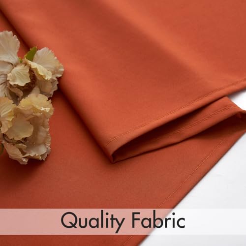 Image of MIULEE Burnt Orange Fall Semi Sheer Privacy Curtains 2 Panels 52W x 45L | Semi sheer privacy, non-see-through, light filtering, fits kitchen, bathroom, bedroom