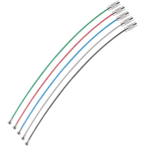 webbomb® 5 anelli portachiavi in fune metallica, 1,5 x 150 mm, in acciaio inox, con rivestimento in PVC e chiusura a vite, multifunzione, portachiavi, organizer per chiavi (colorato)