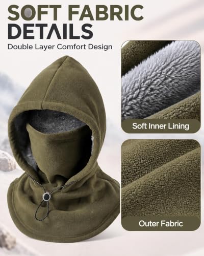 Balaclava for Men Women Thermal WInter Ski Mask Unisex Warm Fleece Hood Hat | Double Layer Hooded Balaclava Ski Mask, Fleece Winter Hat, Face Neck Warmer for Cycling, Motorbike and Outdoor Activities, image 4