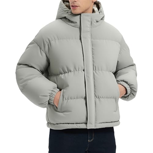 Generico Chaqueta de invierno para hombre, color liso, cálido, informal, chaqueta ligera acolchada para snowboard con cremallera y capucha, cómodo cortavientos, para senderismo y trabajo