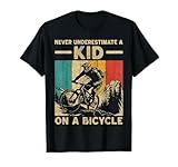 Never Underestimate A Kid Bicycle Riding Cyclist Boys Girls T-Shirt