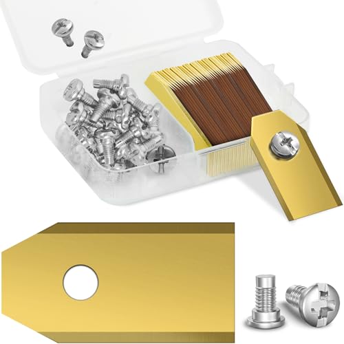 40 Stück Mähroboter Klingen aus Edelstahl mit Titanbeschichtung, universale Ersatzmesser für Husqvarna, Yard Force und Gardena, Rasenmäher Zubehör messer mit Schrauben, Scharf & langlebig (Gold)