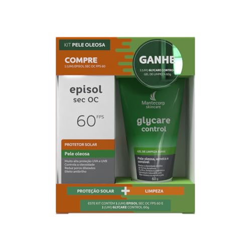 Kit Protetor Solar Episol Sec Oc FPS60 + Gel de Limpeza Glycare Control 60ml