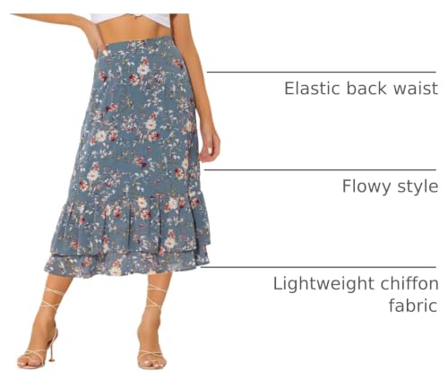Image of Allegra K Women's Printed Skirt 2025 Weekend Trendy Summer Chiffon Ruffle Tiered Flowy Midi Skirts