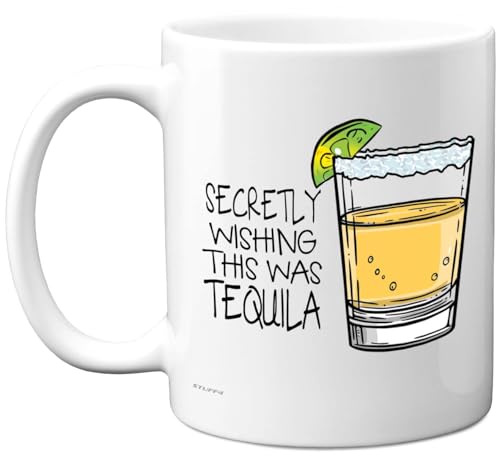 Funny Mug for Men Women - Secretly Wishing This was Tequila - Funny Birthday Mugs Present Gifts for Friend Family Colleague, 11oz Ceramic Coffee Humour Joke Banter Cup