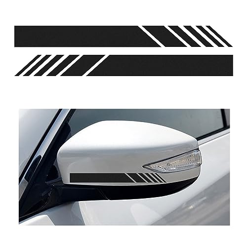 Image of Augeny 2 PCS Car Rear View Mirror Stickers, Waterproof Vinyl Auto Side Rearview Mirror Stripes, Universal Reflective Anti-Collision Striped Warning Decal for Most Vehicles (Black)