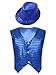 easyforever Kids Boys Girls Sequins Hip-Hop Street Dance Shirt Vest Waistcoat Jacket with Hat Performance Party Costume Blue 9-10 Years