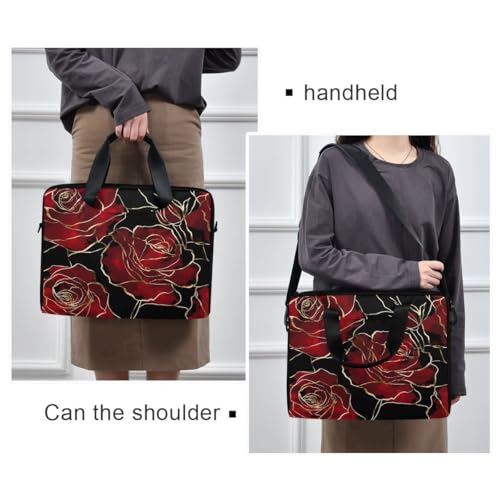 Maletín para portátil elegante con flores negras 15.6" miniatura 2