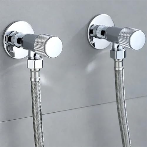 浴室多機能三角形バルブ給湯器銅浴室4点ホット&コールドアングルバルブトイレ止水バルブ1個(グレー2個)