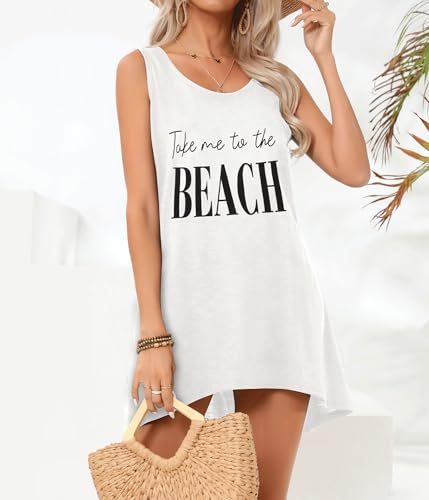 Image of elescat Womens Swimsuit Cover Up Summer Sleeveless T Shirt Beach Dress Tank Bikini Coverups 2026