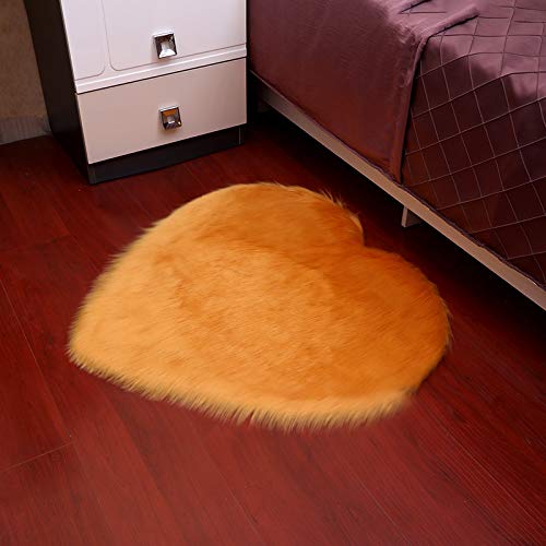Tapis en forme de cœur laine artificielle fourrure peau de mouton 90x120cm