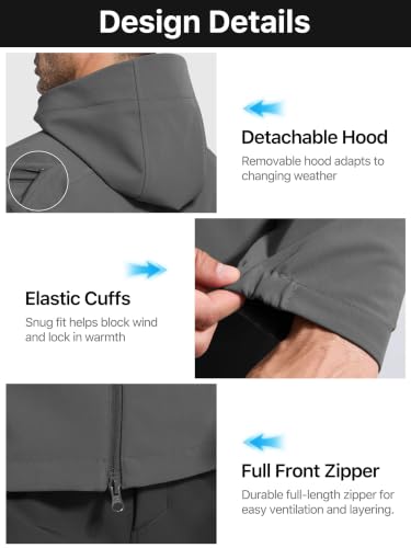 Image of FREE SOLDIER Men's Waterproof Softshell Jacket Fleece Lined Outdoor Jacket Tactical Military Hoodie Windbreaker