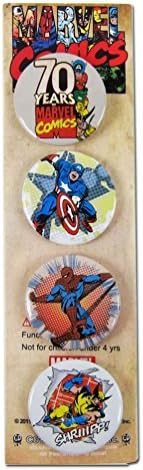 MARVEL Captain America, Spider-Man, Wolverine, 70 Anniversary Button Pin Set of 4