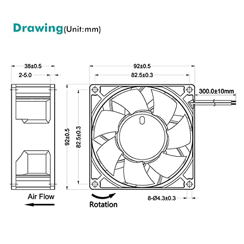 Wathai 92Mm X 38Mm 90Mm Dual Ball 12V High Airflow Fan Dc High Speed Pressure Cooling Fan #TOP7