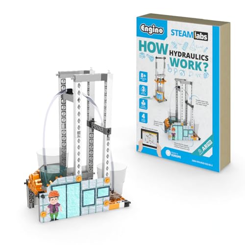 Engino - Juguetes STEAM Labs - ¿Cómo funciona la hidráulica? | Kits de ciencia educativa para niños | Kit de experimentos guiados y actividades