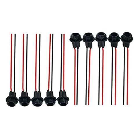 VNDEFUL 10 Pcs Car Truck Motorbike T10 W5W 194 LED Light Bulb Socket Pre-Wired Connector Cover