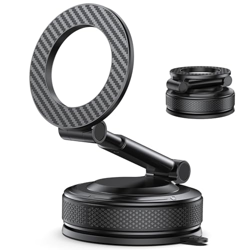 Fununser Car Phone Mount for Your Car, Magnetic Phone Holder for Car with Extendable Arm, Foldable Dashboard Phone Mount Designed for Larger Phones Compatible with iPhone 17/16/15/14/13/12