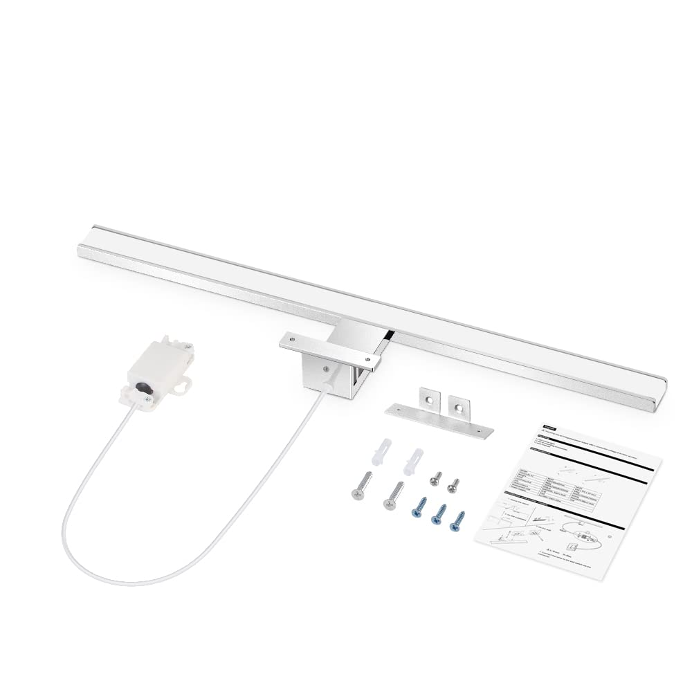ERWEY Lámpara de Espejo Baño LED 8W 60cm Blanco frío 6000K, Cuarto de baño 230V IP44 Lámpara para armario Armario con espejo Aplique de Baño Espejo
