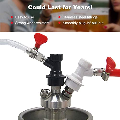 Ferroday Ball Lock Keg Disconnect Quick Ball Lock Mfl Disconnect Flared 5/16” Gas 1/4” Liquid Barbed Stainless Swivel Nuts For Corny Keg Post Ball Lock Keg Fittings For Homebrew With Clamps #TOP6