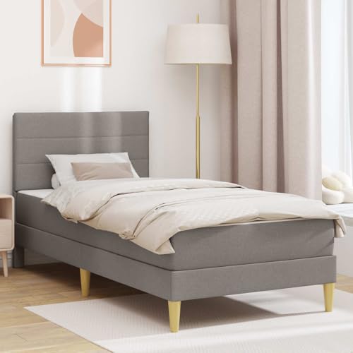 Traylux Marco de cama gris topo 90 x 200 cm poliéster con colchón, marco de madera contrachapada, somier ergonómico transpirable para dormitorio, invitados, soporte ergonómico, fácil de limpiar
