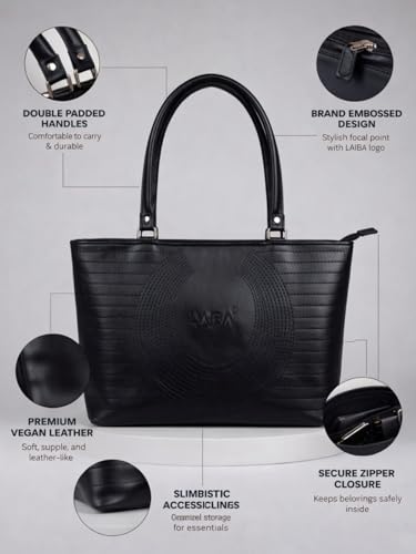 Image of GRECIILOOKS Tote Bag for Women | Tote Bag for Women Office Use | PU Leather Structured Shoulder Bags | Large Capacity Office Woman Handbag | Zipper Closure | Stylish Daily Essential Tote